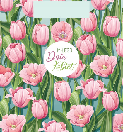 Krówki ciągutki na Dzień Kobiet 1kg Prezent Mleczne Tulipany niebieskie tło