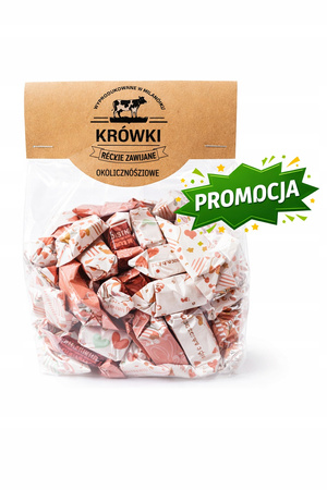 Krówki ciągutki na Walentynki 1kg Prezent Mleczne mix wzorów Promocja