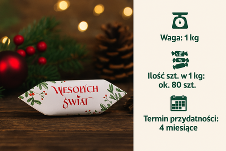 Krówki ciągutki mleczne świąteczne 1kg wzór nr 3 Boże Narodzenie