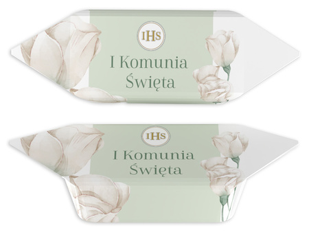 Krówki ciągutki na Pierwszą Komunię Świętą 1 kg zielony kwiatowy