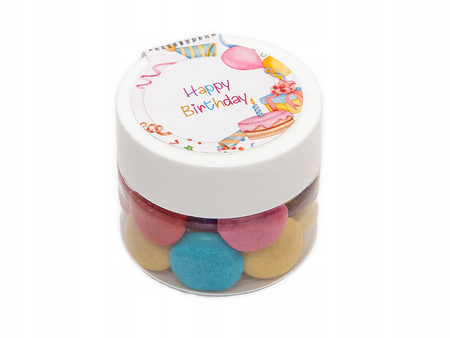 Mini słoiczek z drażetkami - Happy Birthday - 5 szt. na urodziny