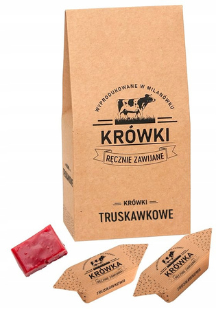 Krówki ciągutki truskawkowe w torebce 350g