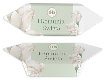 Krówki ciągutki na Pierwszą Komunię Świętą 1 kg zielony kwiatowy